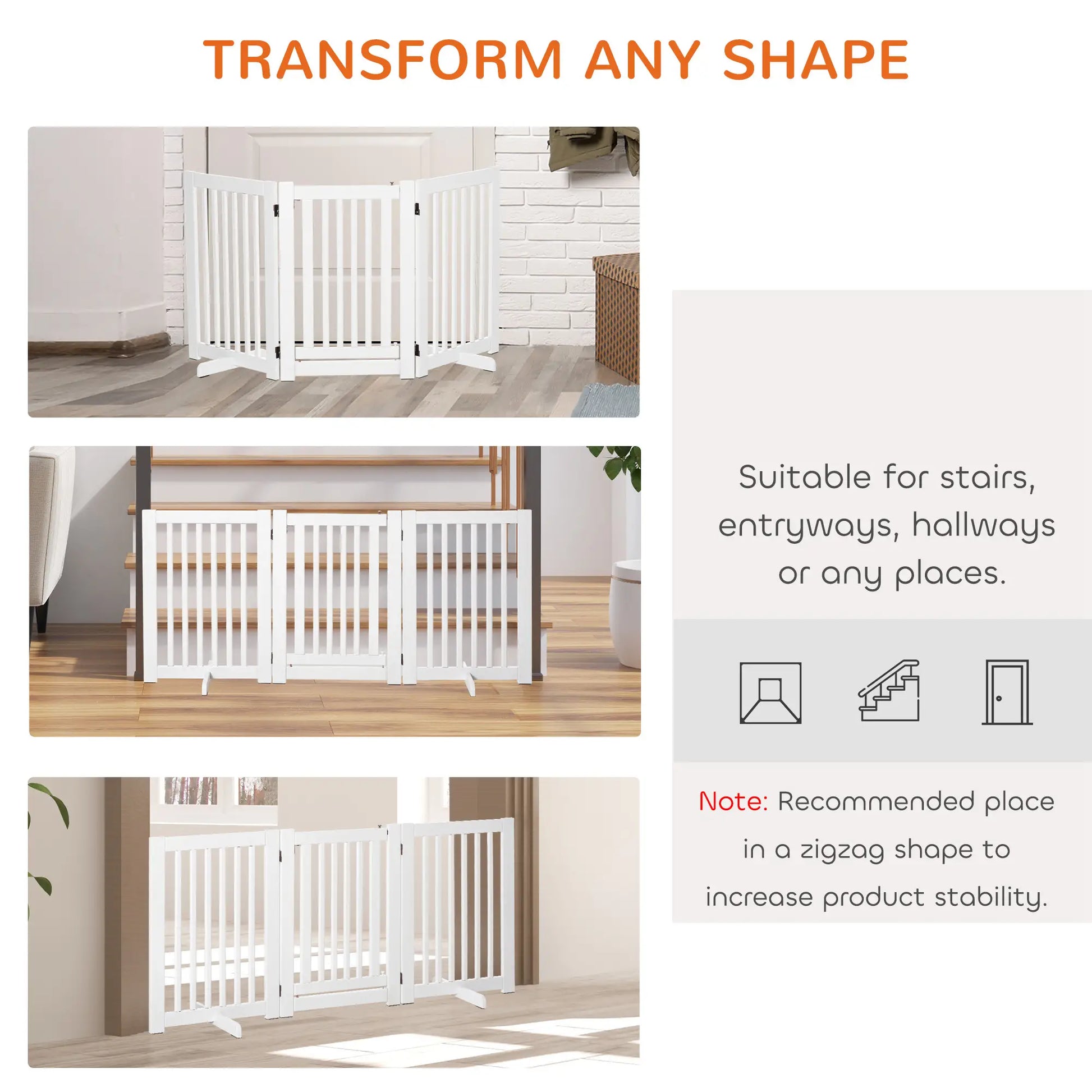 Wood Pet Gate, 3 Panel Folding, Indoor Dog Barrier, Z Shape Doorway Houses, Kennels & Pens at Gallery Canada