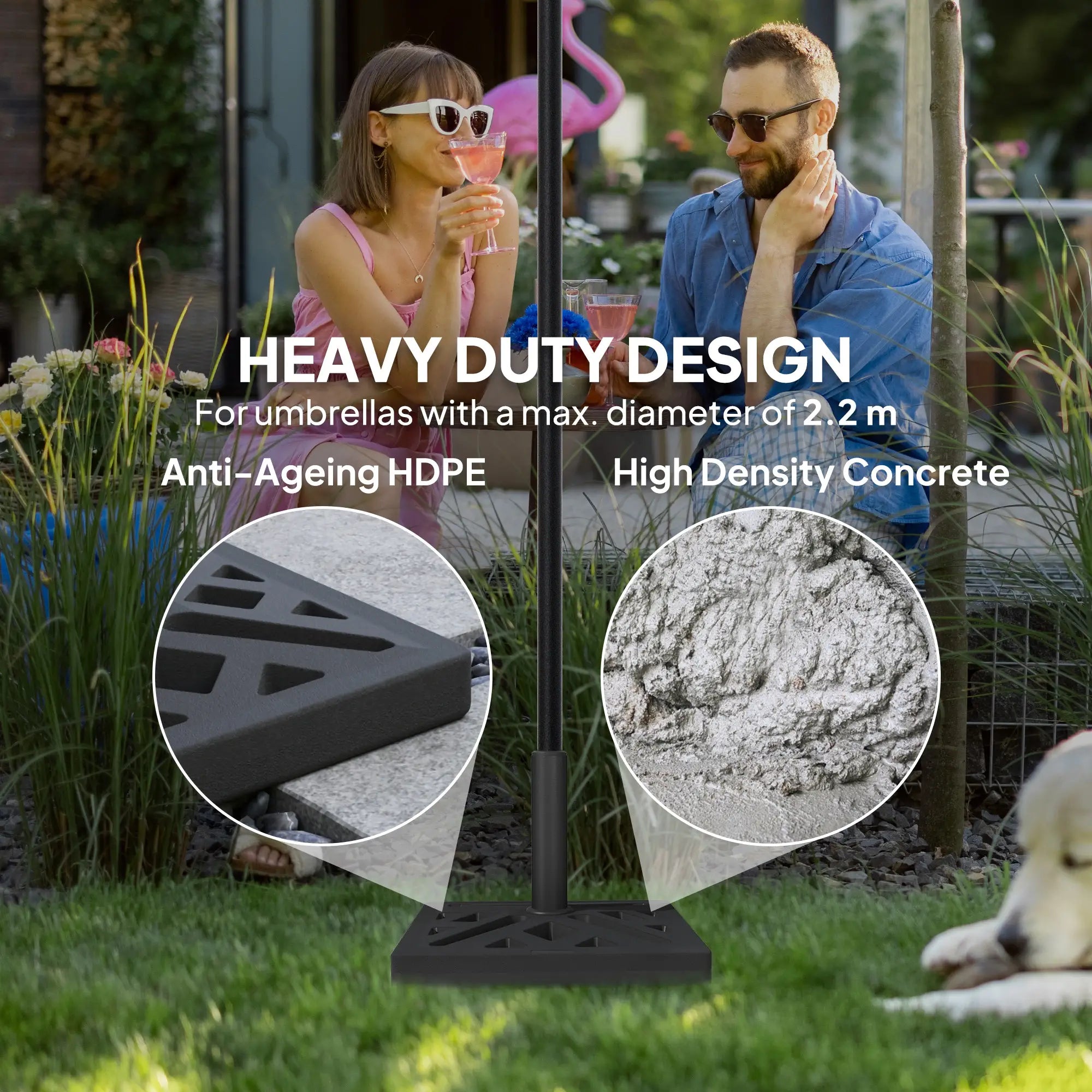 Umbrella Base, 33lbs HDPE Outdoor Stand with Cut-Out Design Umbrella Bases at Gallery Canada