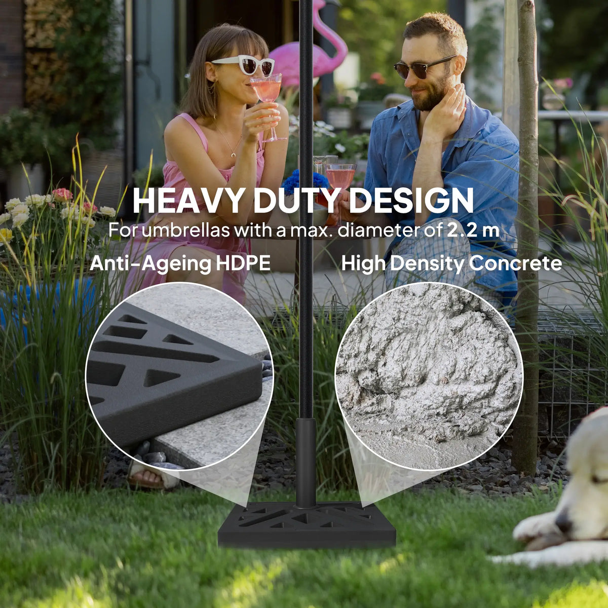 Umbrella Base, 33lbs HDPE Outdoor Stand with Cut-Out Design Umbrella Bases at Gallery Canada