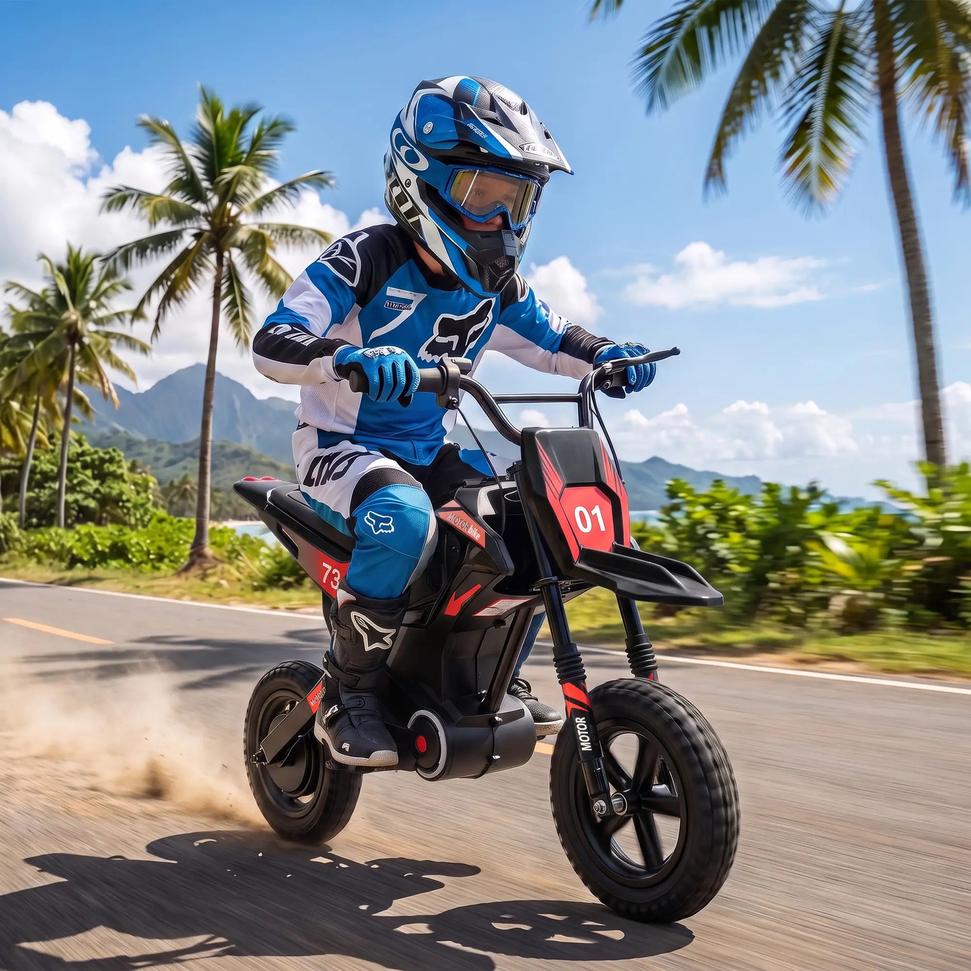 24V Kids Electric Motorcycle, Black, 12