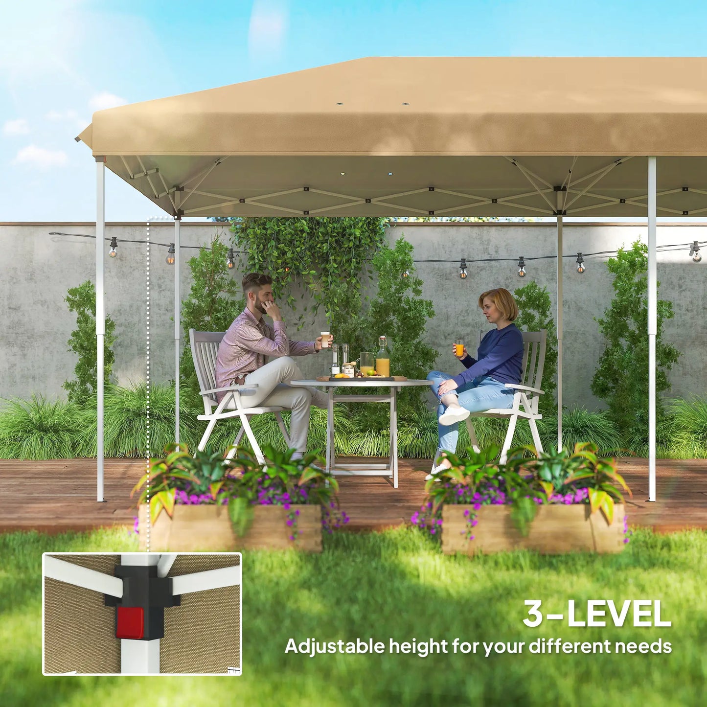10' x 20' Pop Up Canopy Tent Gazebo, Removable Mesh Sidewalls, Carry Bag, Beige Pop Up Canopies at Gallery Canada