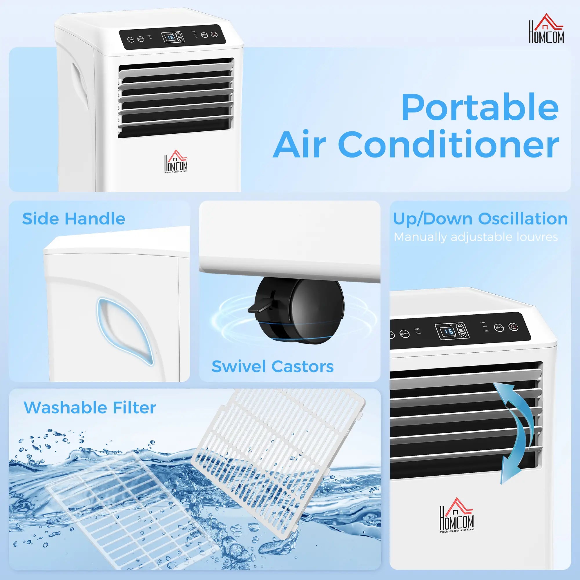 10,000BTU Portable Air Conditioner, Dehumidifier, 2 Speed Fans, 24H Timer, White Air Conditioner at Gallery Canada