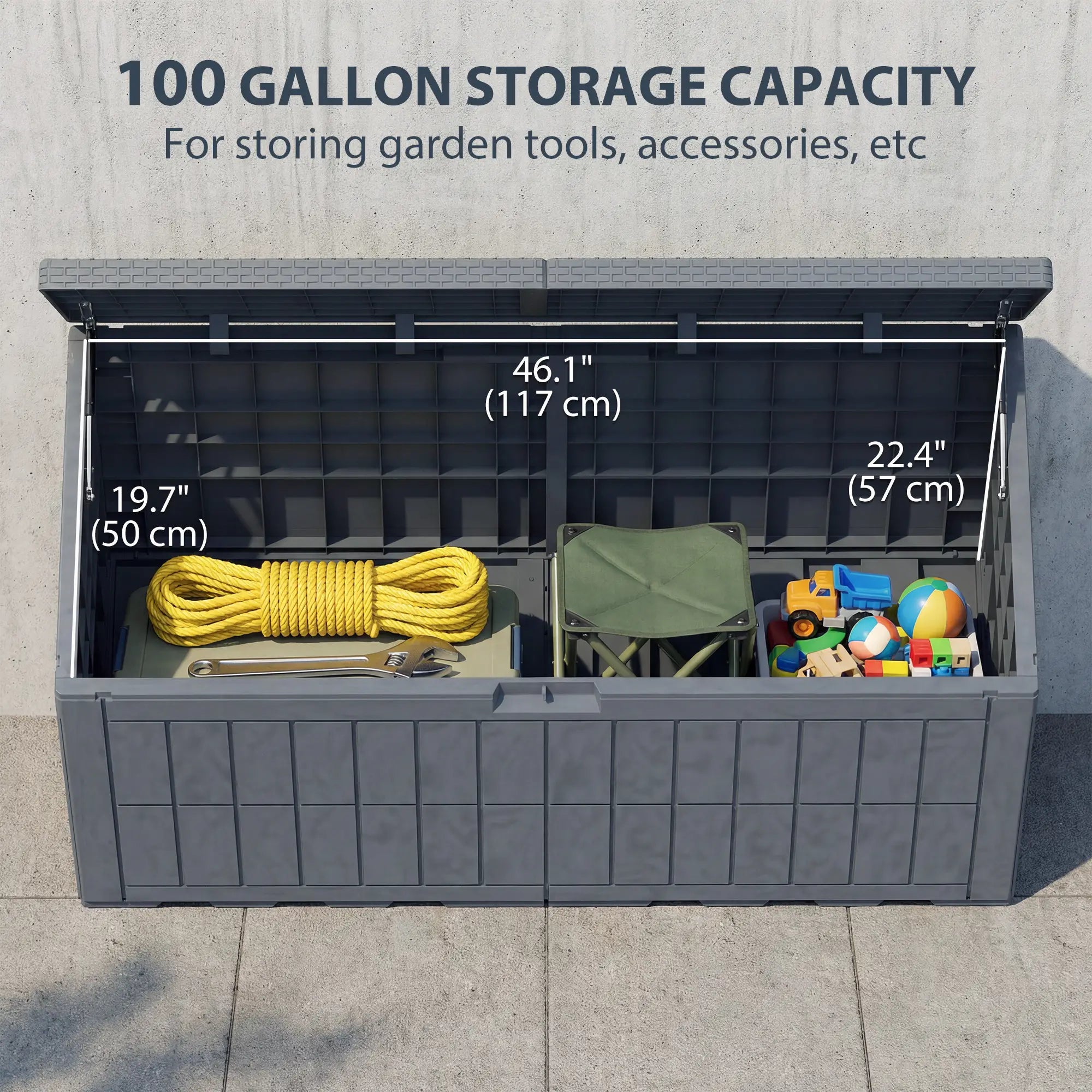 100 Gallon Resin Deck Box, Waterproof Lockable Outdoor Storage Patio Storage Boxes at Gallery Canada