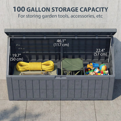 100 Gallon Resin Deck Box, Waterproof Lockable Outdoor Storage Patio Storage Boxes at Gallery Canada