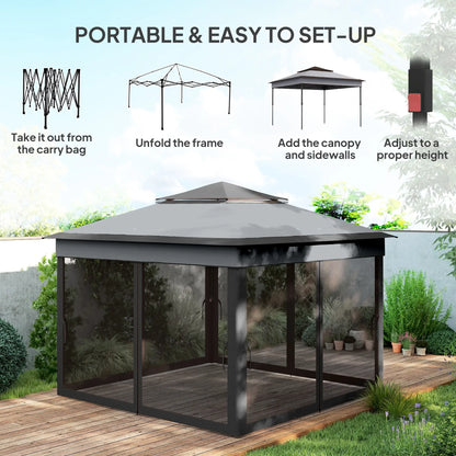 10.7 x 10.7ft Pop Up Gazebo, Adjustable Sun Shelter, Dark Grey Pop Up Canopies at Gallery Canada