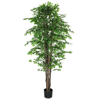 8ft Tall Artificial Silk Ficus Tree, 2520 Leaves in Pot, Home Office Decor Artificial Trees at Gallery Canada
