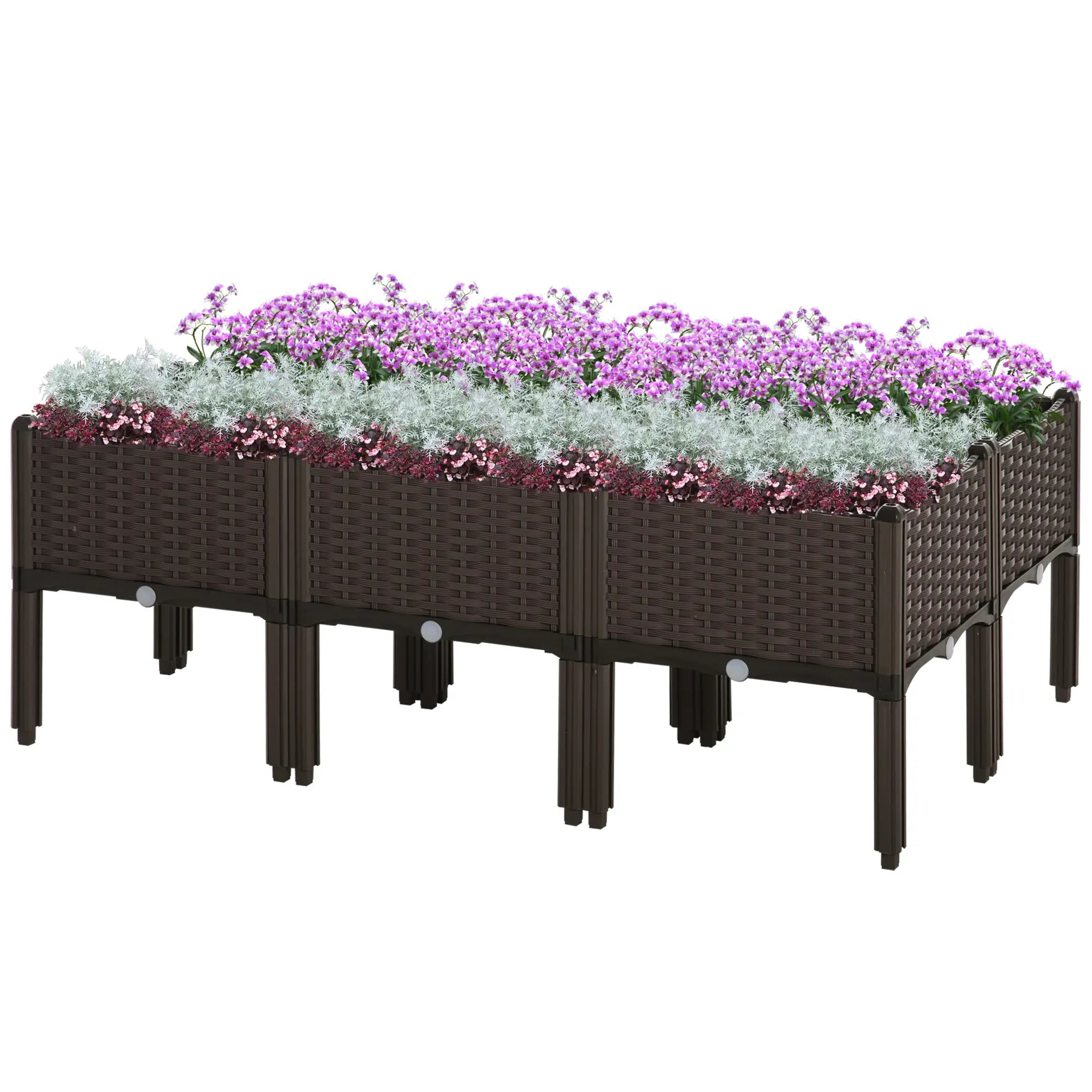 6-Piece Raised Garden Bed, PP Flower Bed, Stackable Vegetable Herb Grow Box Elevated Garden Beds at Gallery Canada