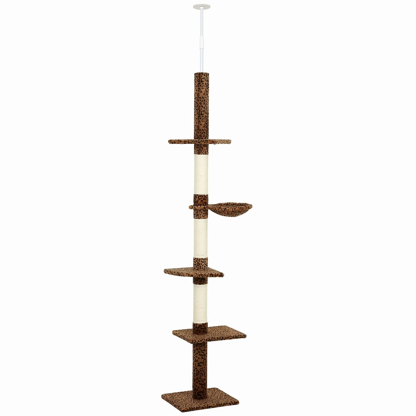 8.5ft Cat Tree 5-Tier Kitty Activity Center With Scratching Post, Leopard Print