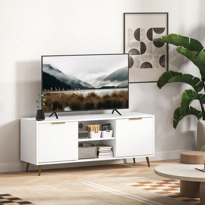 TV Stand for 55 Inch TV, Modern Cabinet with 2 Shelves, 2 Cabinets, White TV Stands at Gallery Canada