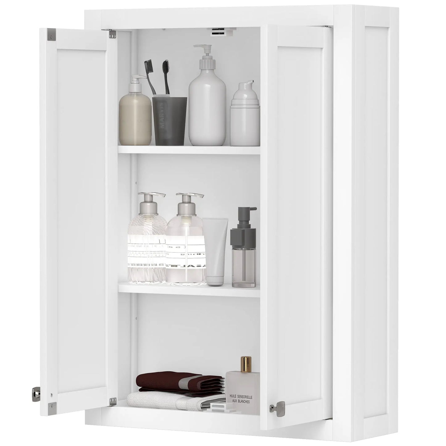 Wall Mounted Bathroom Cabinet, 2 Doors, 2 Adjustable Shelves, White Bathroom Cabinets White at Gallery Canada