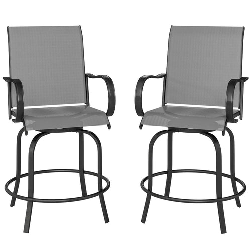 Outdoor Bar Stools Set of 2, 360° Swivel, 26.8