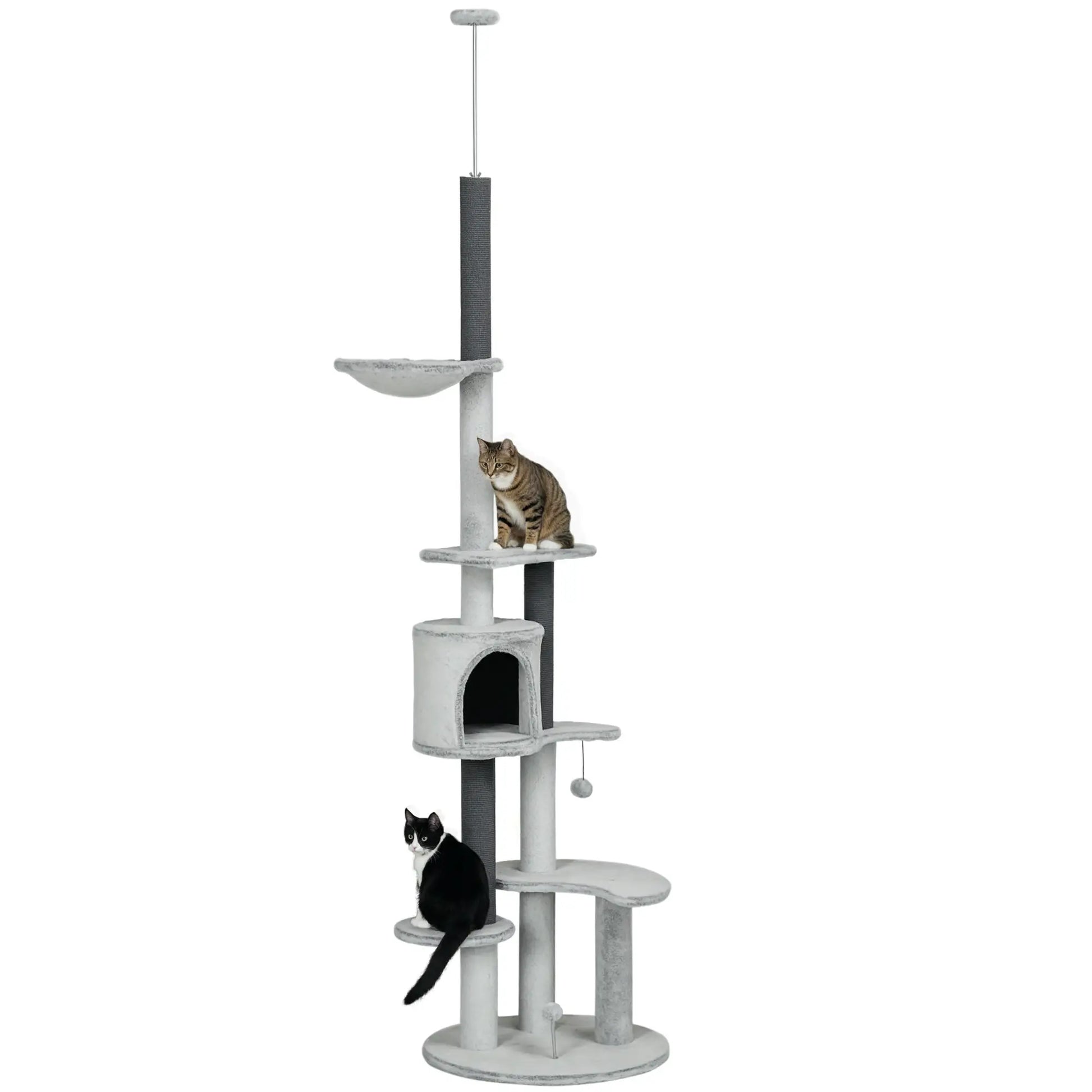 89"-100" Cat Tree, Hammock, Scratching Posts, Condo, Perches, Grey Floor to Ceiling Cat Trees at Gallery Canada