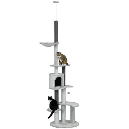 89"-100" Cat Tree, Hammock, Scratching Posts, Condo, Perches, Grey Floor to Ceiling Cat Trees at Gallery Canada