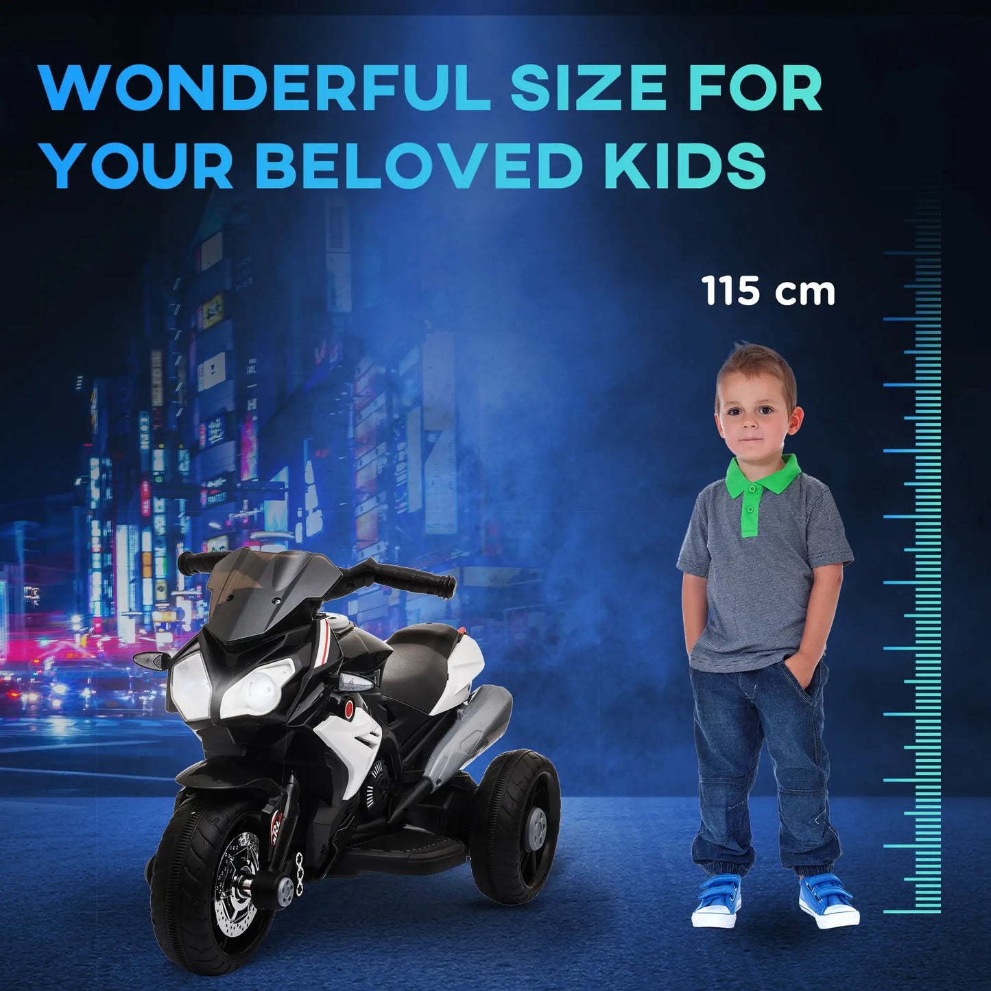 Kids Electric Motorcycle Ride-On Toy, 3 Wheels, Music, Horn, Lights, Black Electric Motorcycles at Gallery Canada