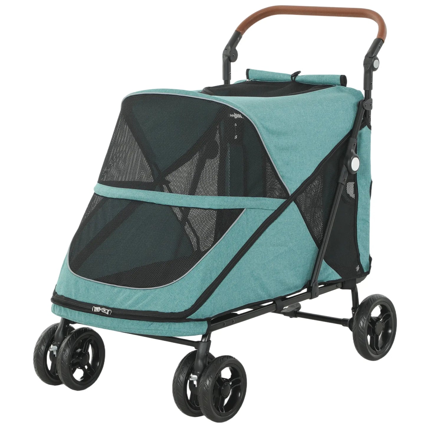 Dog Stroller for Large Dogs Up to 66 Lbs, 4-Wheel Shock Absorption, Turquoise Dog Bike Trailers & Strollers Turquoise, Black at Gallery Canada