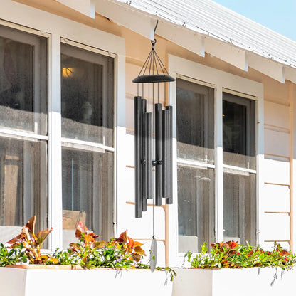 45" Deep Tone Wind Chime, 6 Aluminum Tubes, Outdoor Decor, Dark Grey Garden Decor at Gallery Canada