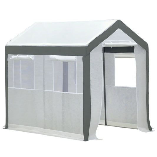 8' x 6' x 7.5' Walk-in Greenhouse, Outdoor Plant Growth Tent, White Walk In Greenhouses White, Grey at Gallery Canada