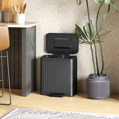 Trash Can, 2 x 5.3 Gallon, Soft Close Lid, Removable Inner Buckets