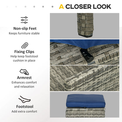 5-Piece Wicker Patio Set, Dining Table, Ottomans, Navy Blue Patio Furniture Sets at Gallery Canada