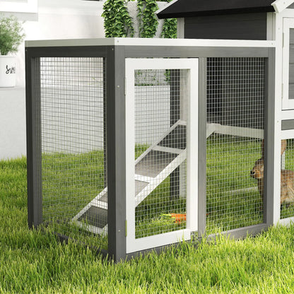 48" Weatherproof Wooden Rabbit Hutch, Slant Roof, Screened Run, Grey Rabbit Hutch at Gallery Canada