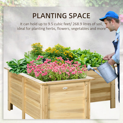 Raised Wooden Garden Bed, Elevated Planter Box with Legs, L-Shaped, Natural Wooden Planter Boxes at Gallery Canada