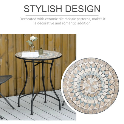 Round Mosaic Patio Table, Metal Frame, Outdoor Garden Furniture, Green Patio Side Tables at Gallery Canada