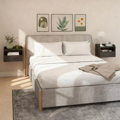 Wall Mounted Bedside Table, Set of 2 with Charging Station, Black Bedside Tables at Gallery Canada
