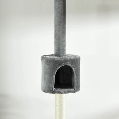 4-Tier Floor to Ceiling Cat Tree, Scratching Post, Plush, Toy Ball, Light Grey Floor to Ceiling Cat Trees at Gallery Canada