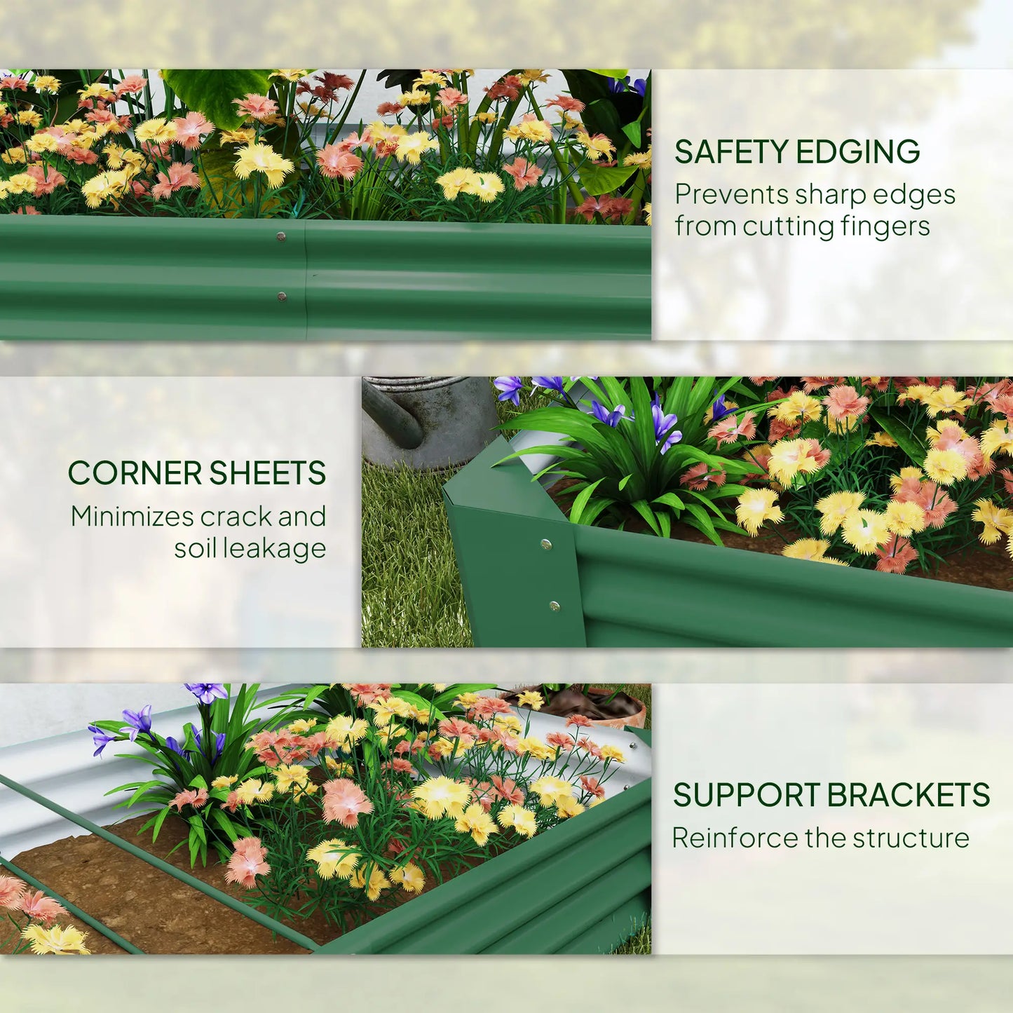 6 x 3 x 1ft Galvanized Raised Garden Bed, Reinforced Outdoor Planter Box, Green Galvanized Planter Boxes at Gallery Canada