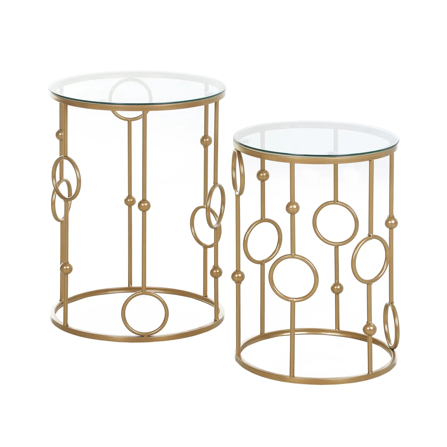 Round Coffee Tables Set of 2, Tempered Glass Top, Steel Frame, Gold Coffee Tables Gold at Gallery Canada