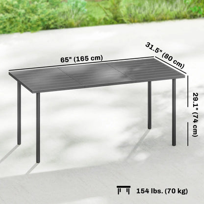 65" x 31.5" Outdoor Dining Table, Metal Rectangular Patio Table, Seats 6