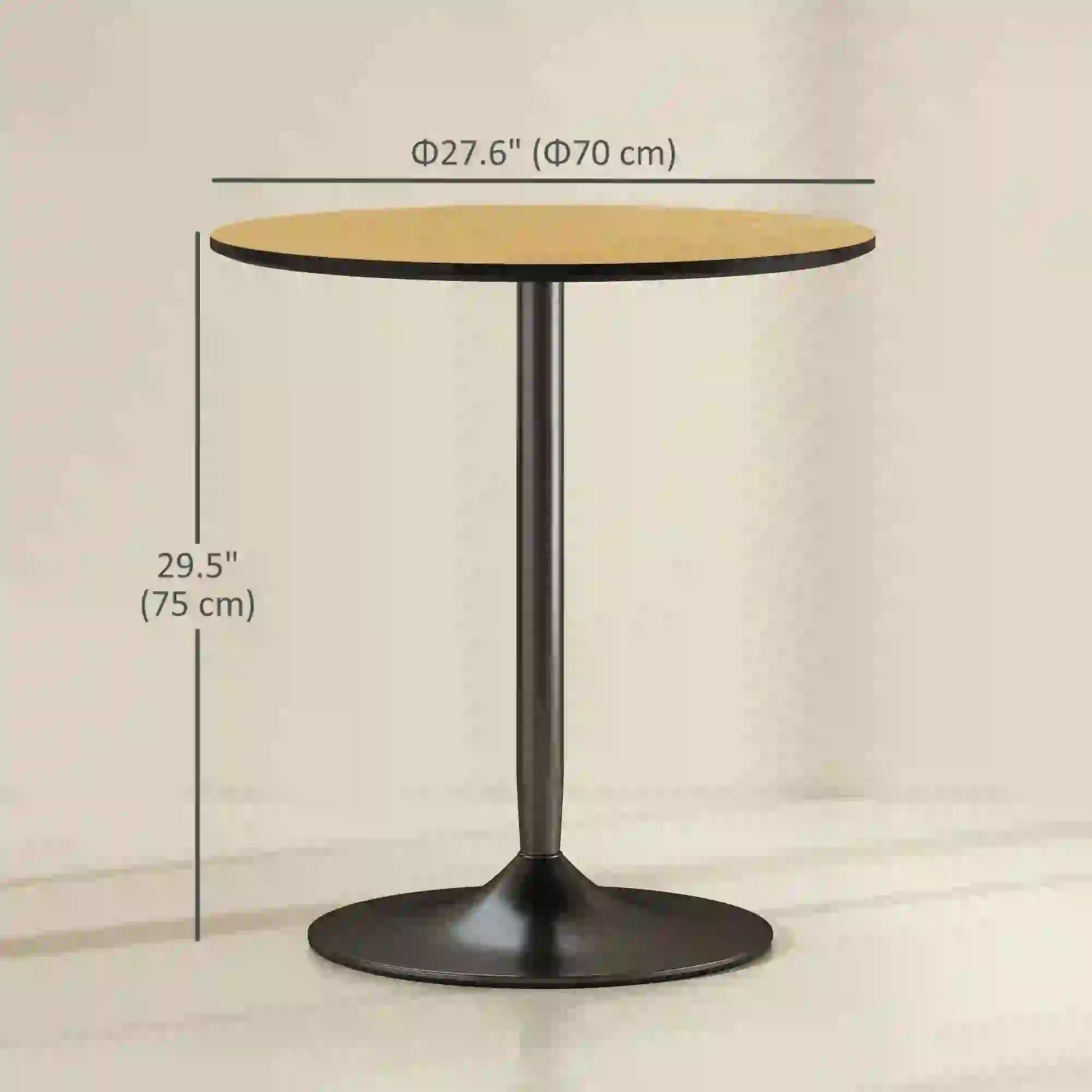 27.6" Round Kitchen Table for 2, Wood Veneer, Steel Base, Natural Dining Tables at Gallery Canada