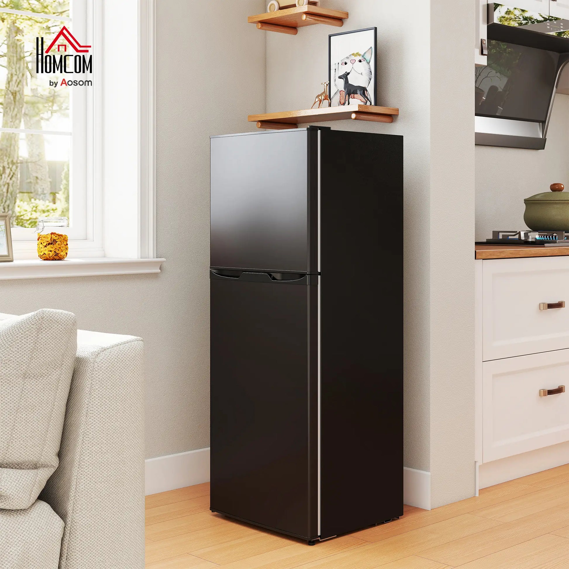 Double Door Mini Fridge, 4.6 Cu.Ft, Freezer, Thermostat, Black Small Kitchen Appliances at Gallery Canada