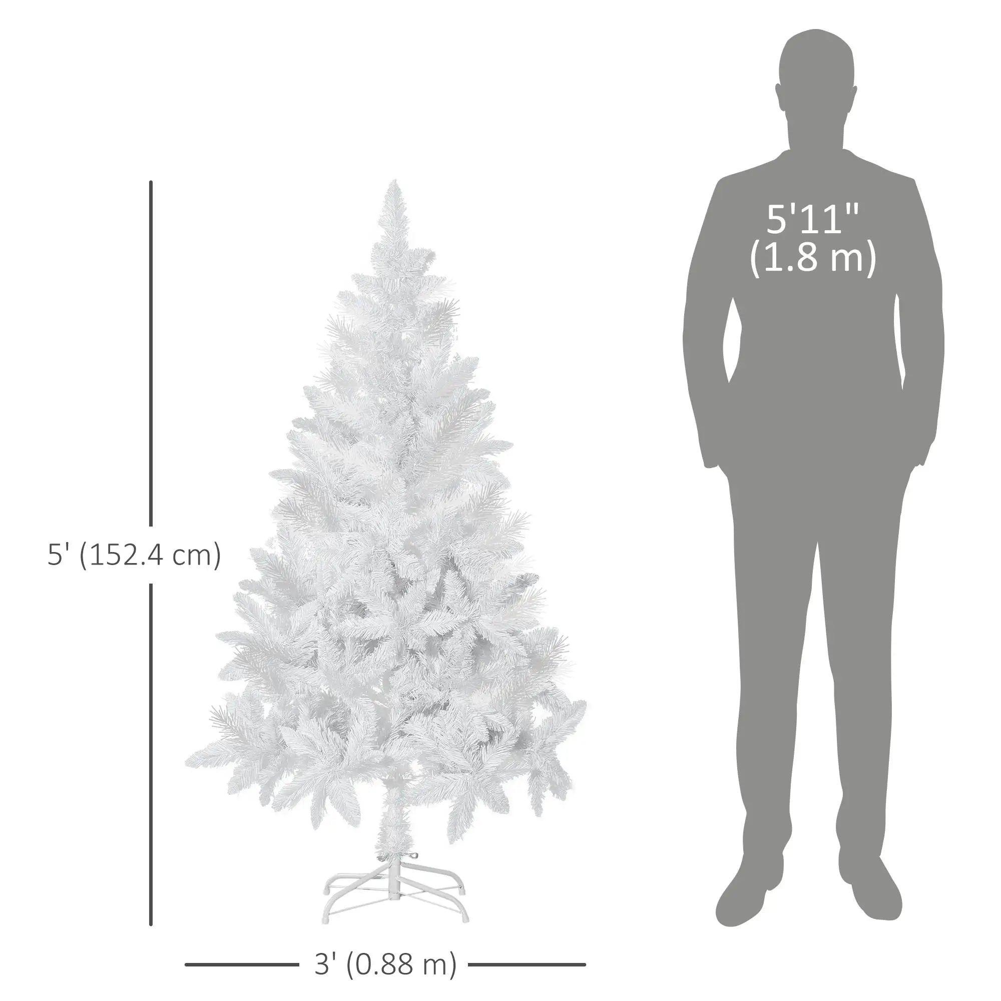 5ft Artificial Christmas Tree, Realistic Pine Branches, Auto Open, Indoor, White Artificial Christmas Trees at Gallery Canada