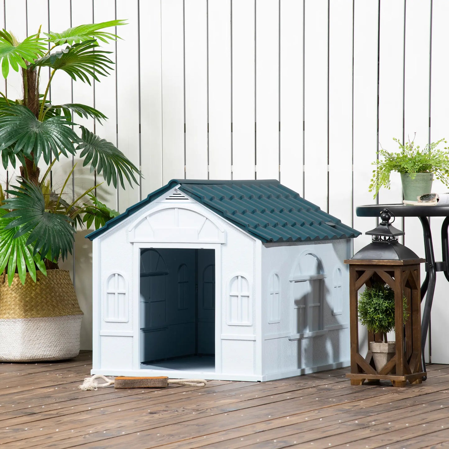 26" Plastic Dog House, Outdoor with Air Vents, Small Medium Dogs, Blue Houses, Kennels & Pens at Gallery Canada