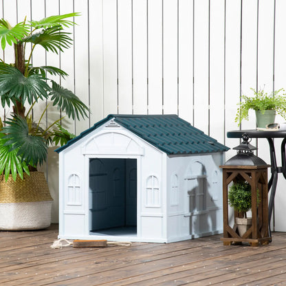 26" Plastic Dog House, Outdoor with Air Vents, Small Medium Dogs, Blue Houses, Kennels & Pens at Gallery Canada