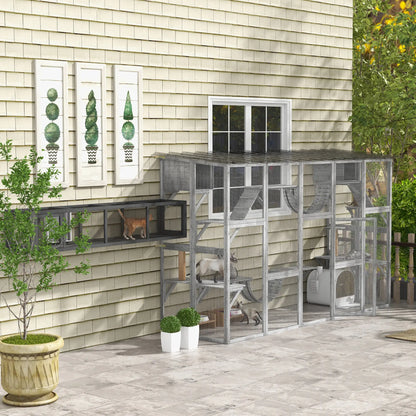 Large Outdoor Catio, Condos, Platforms, Doors, Ladders, Weather-Resistant Roof, Grey Outdoor Cat Enclosures at Gallery Canada