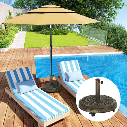Round Patio Umbrella Base, 46 lbs Resin Stand with Wheels, Bronze Umbrella Bases at Gallery Canada