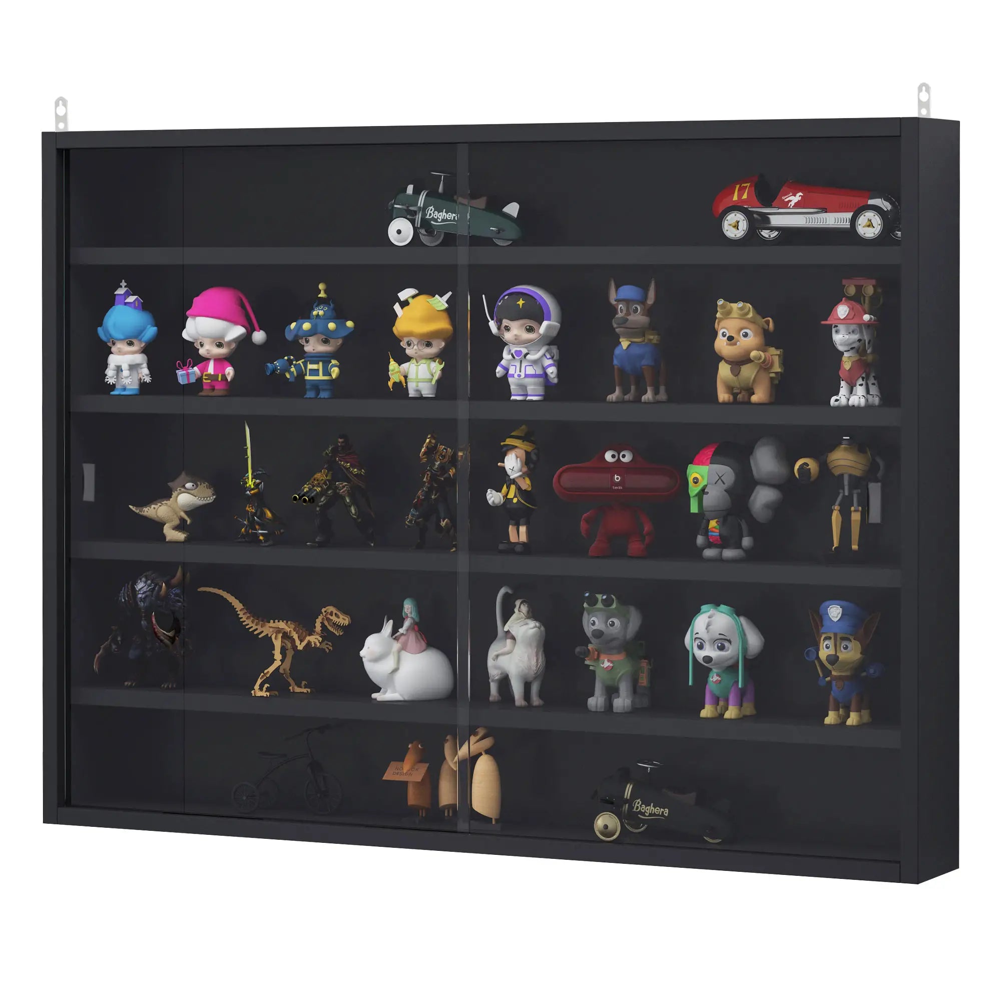 5-Tier Display Cabinet, Shot Glass Display Case, Glass Curio Cabinet with 2 Glass Doors and 4 Adjustable Shelves, Black Display Bookshelves at Gallery Canada