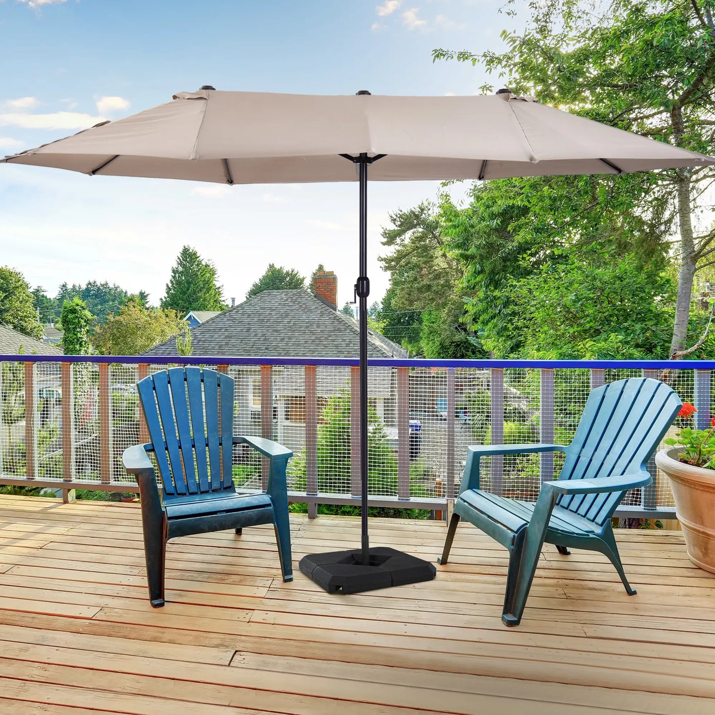 Umbrella Stand, 2" Poles, Steel Base, 4 Fillable Weights, 158lbs Sand or 132lbs Water, Black Umbrella Bases at Gallery Canada