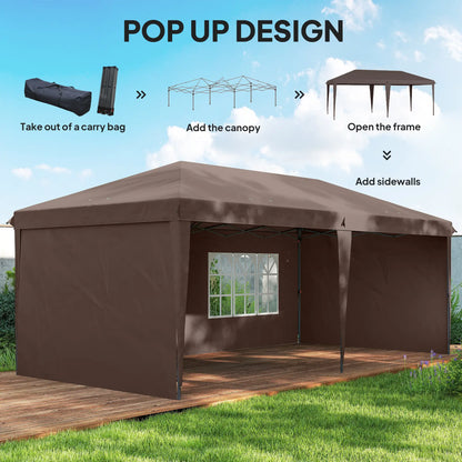 10' x 20' Pop Up Canopy Tent, Instant Shelter With Carrying Bag, Coffee Pop Up Canopies at Gallery Canada