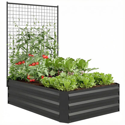 Galvanized Raised Garden Bed With Trellis, Open Bottom Planter Box, Black Galvanized Planter Boxes at Gallery Canada