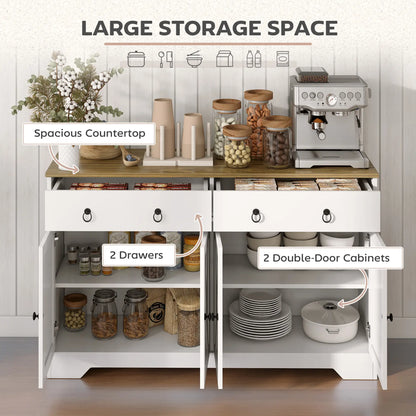 Kitchen Sideboard Cabinet, 2 Drawers, 4 Barn Doors, 2 Adjustable Shelves, White Bar Cabinets at Gallery Canada