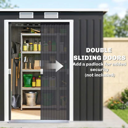7 x 4ft Galvanised Steel Garden Shed, Foundation Kit, Dark Grey Sheds at Gallery Canada