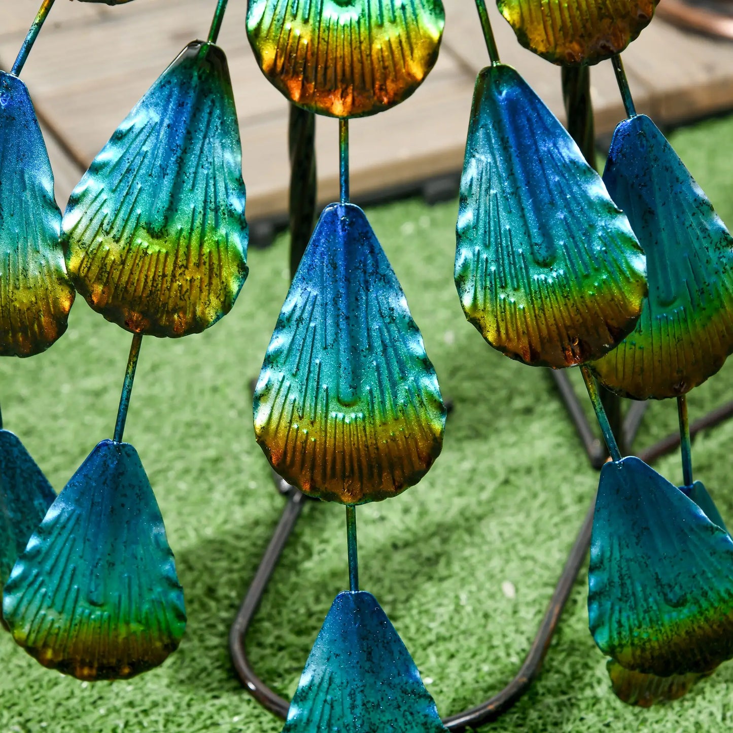Peacock Garden Statue, 9.8" W x 11.4" D x 23.2" H, Steel Bird Ornament, Multi-Coloured Garden Decor at Gallery Canada