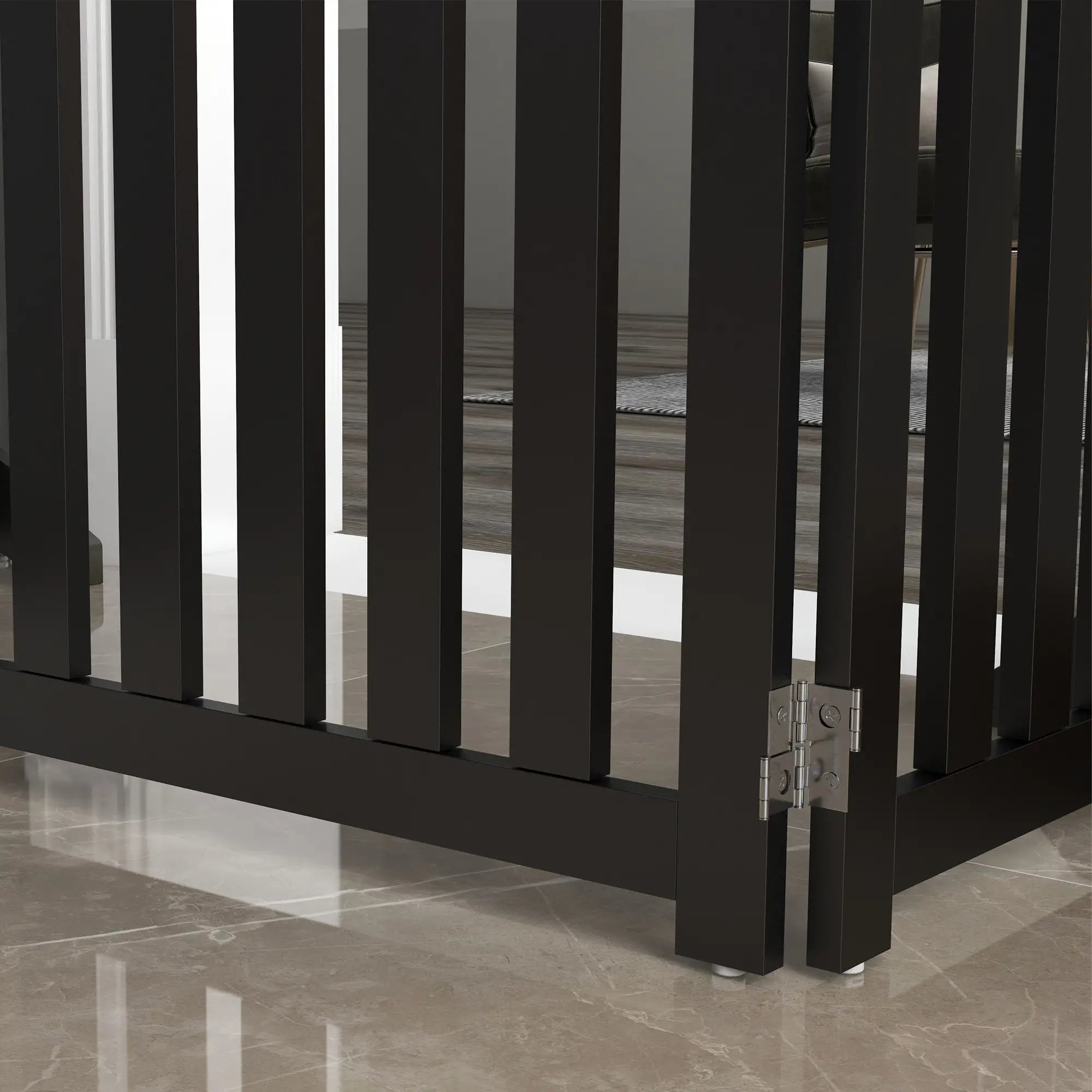 Foldable Dog Gate With Door, 4 Panels Freestanding, Black Houses, Kennels & Pens at Gallery Canada