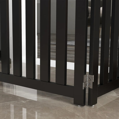 Foldable Dog Gate With Door, 4 Panels Freestanding, Black Houses, Kennels & Pens at Gallery Canada