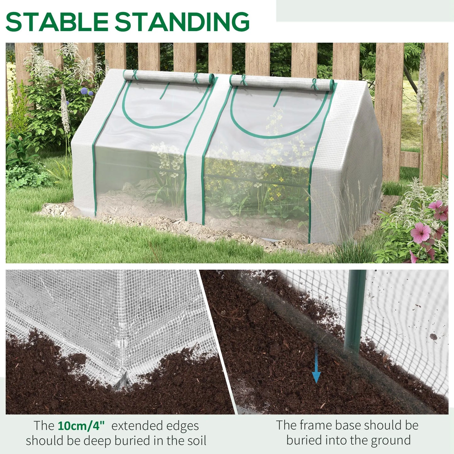 6' x 3' x 3' Portable Mini Greenhouse, 2 PE Covers, Steel Frame, White Mini Greenhouses at Gallery Canada