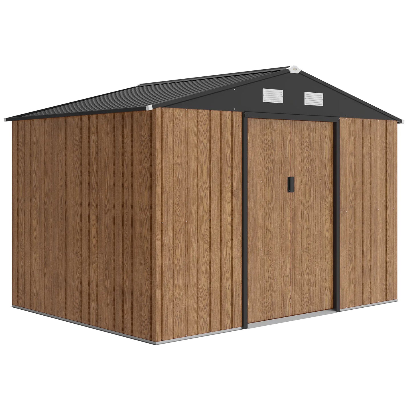 9.1'x6.4'x6.3' Garden Storage Shed, Lockable Double Doors, Vents, Teak Sheds Teak Wood Effect at Gallery Canada
