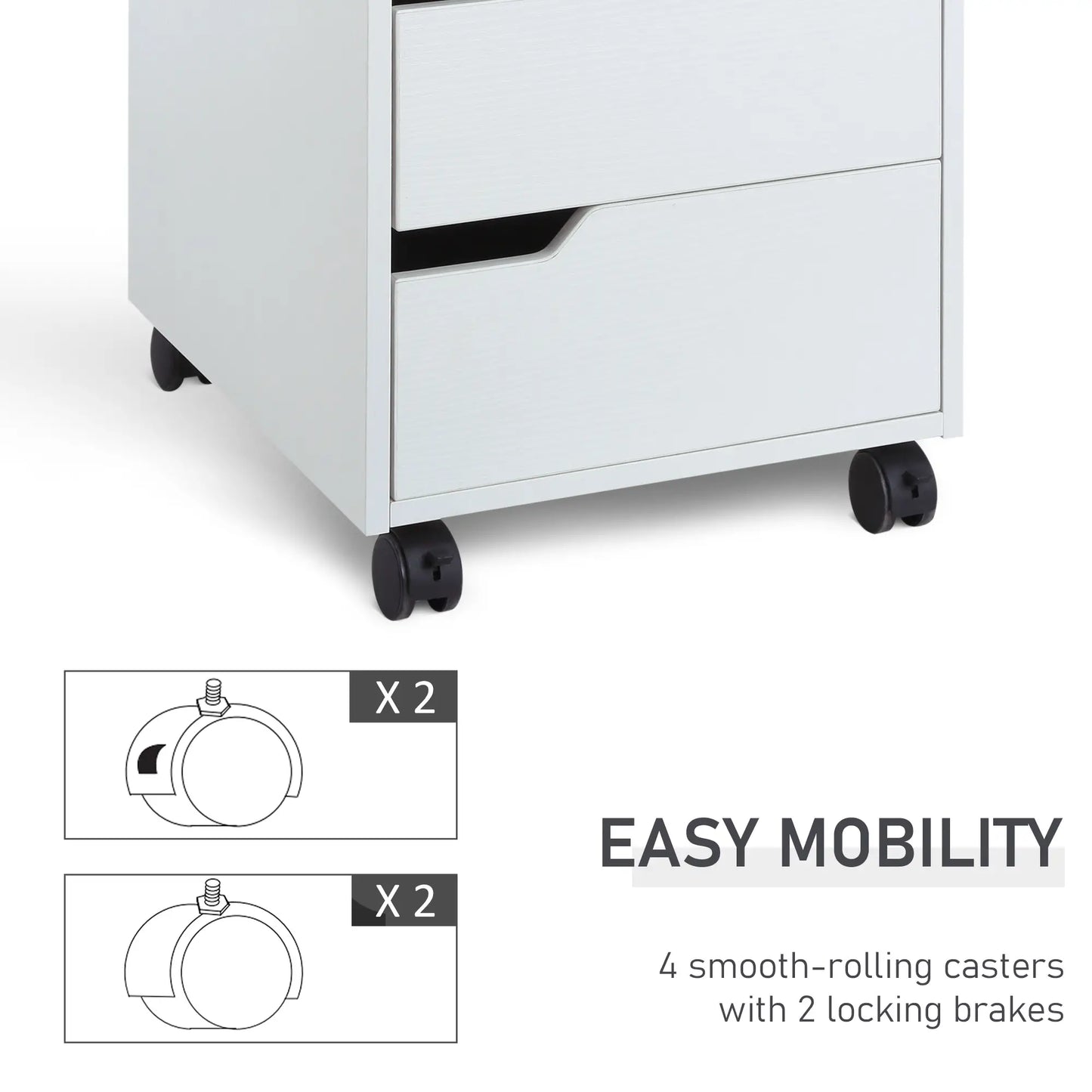 3 Drawer File Cabinet, Mobile Vertical Filing Cabinet with Wheels, White Office Cabinets & Cupboards at Gallery Canada